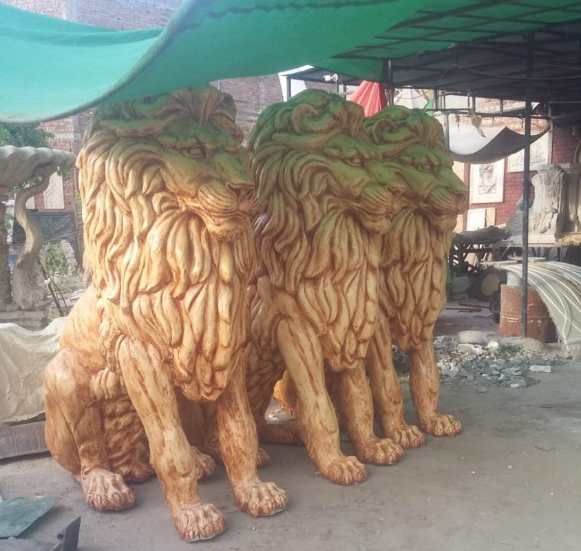 lion bass sculptures