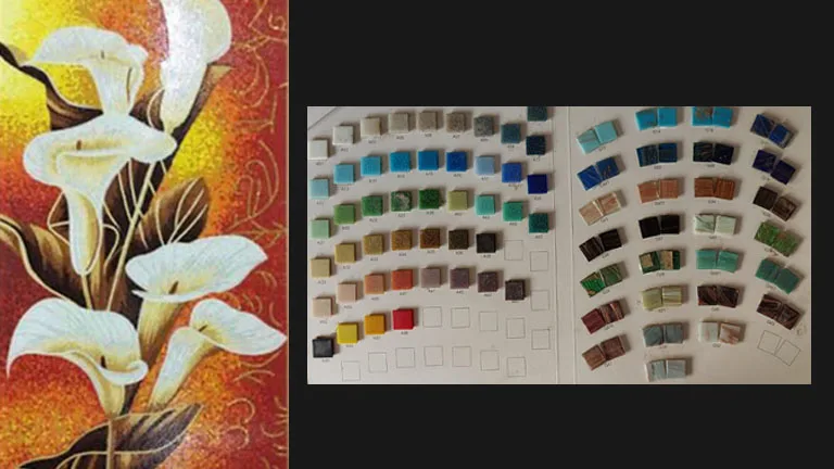 Design approval stage before fabrication of a custom mosaic at Zakiah Marble